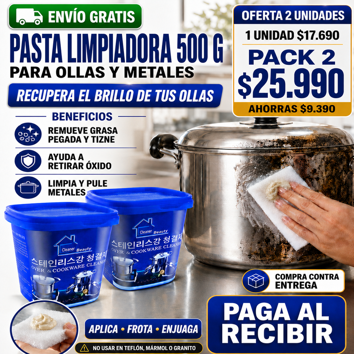T - PASTA AZUL ANTI GRASA DE OLLA
