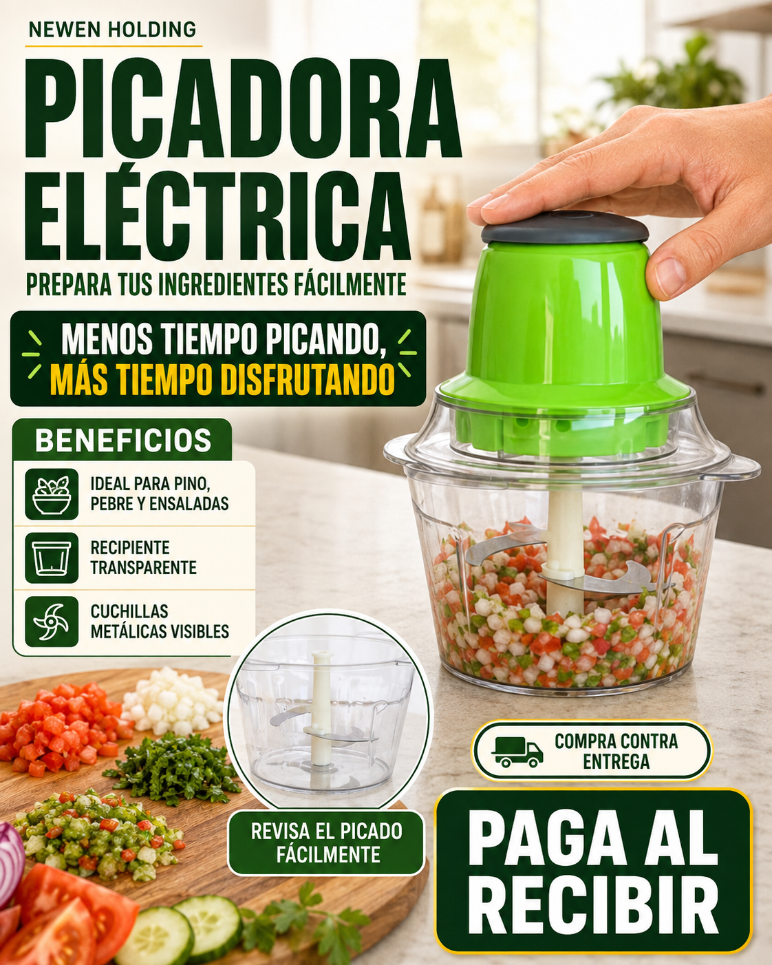 Picadora eléctrica con capacidad  1,8 L